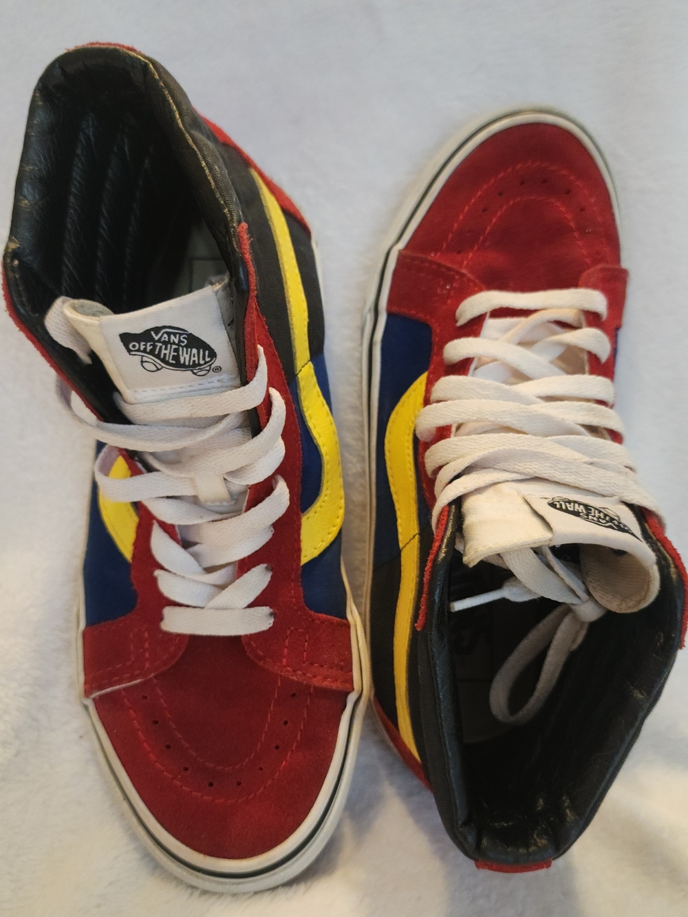 Vans Sk8-Hi Men's High-Top Sneakers in Red/Yellow/Blue M Sz6 W Sz7.5 [EB7]